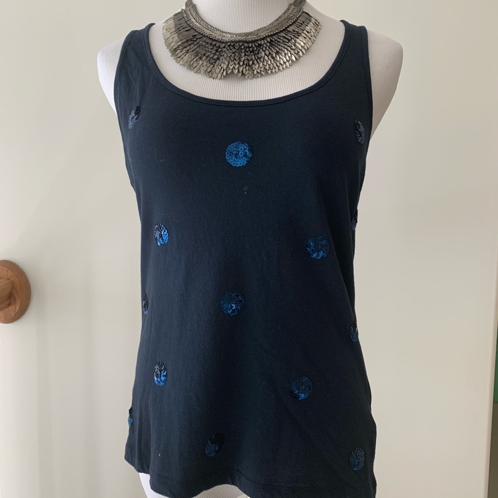 Banana Republic tank top sequin navy blue